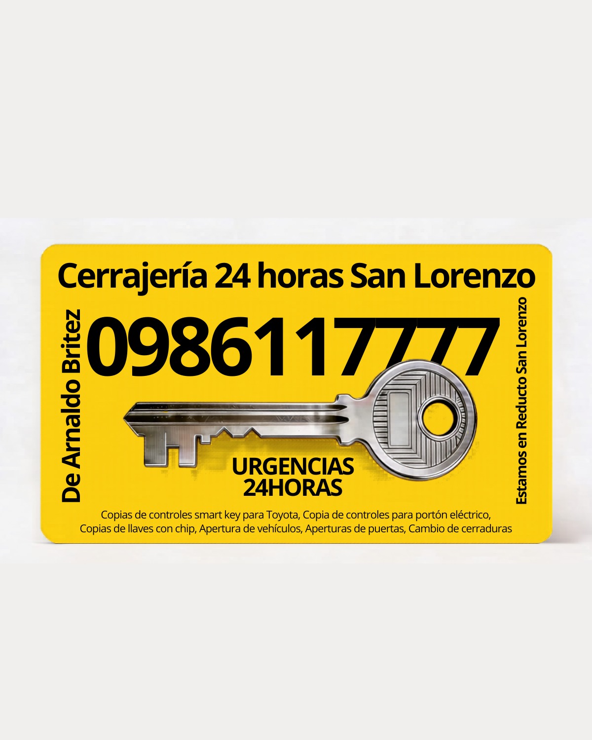 Tarjeta de presentación de Cerrajería 24 horas San Lorenzo
